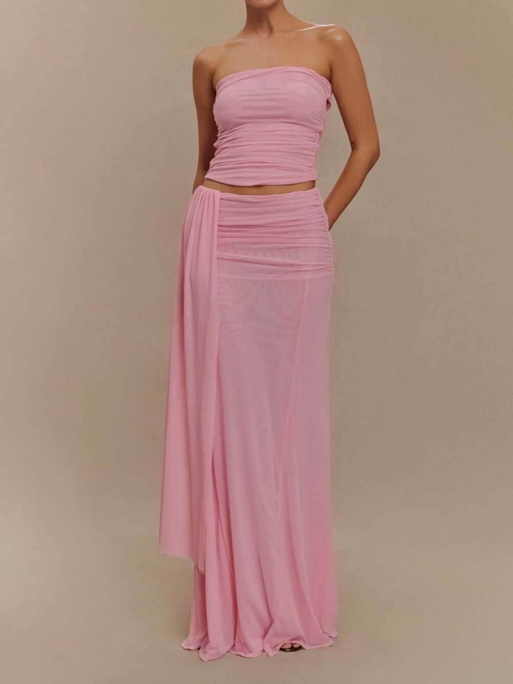 MESHKI Brooklyn Mesh Maxi Set in Candy Pink - Picture 2 of 7